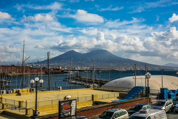 Napoli and mount Vesuvius in the background in a summer day