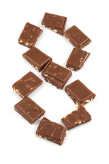 pieces of chocolate in the form of the figure 8. symbol of the holiday of March 8