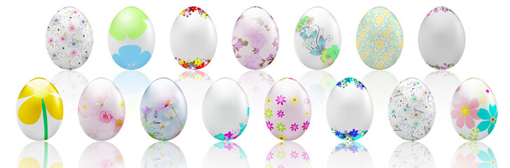 Set of flowery easter eggs