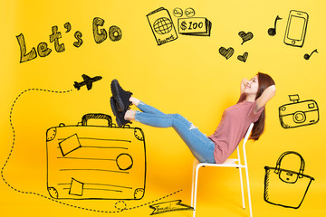 happy young Woman with Summer Holiday Travel Concept