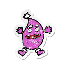 retro distressed sticker of a cartoon funny creature