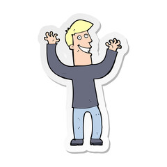 sticker of a cartoon excited man