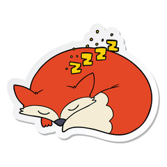 sticker of a cartoon sleeping fox