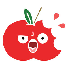 Obraz premium flat color retro cartoon red apple
