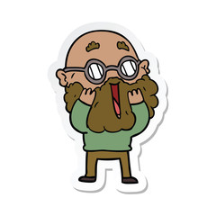sticker of a cartoon amazed man with beard