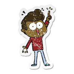 distressed sticker of a cartoon staring man