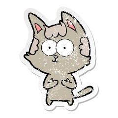 Obraz na płótnie Canvas distressed sticker of a happy cartoon cat