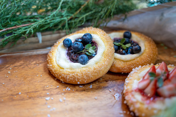 Blueberry tart on the table