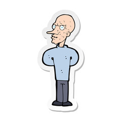 sticker of a cartoon evil bald man