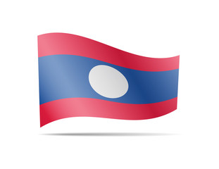 Waving Laos flag in the wind. Flag on white background vector illustration