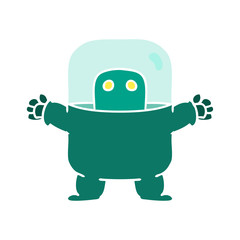 cartoon doodle of an alien in a suit