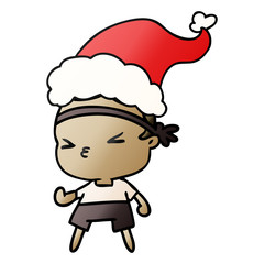 christmas gradient cartoon of kawaii boy