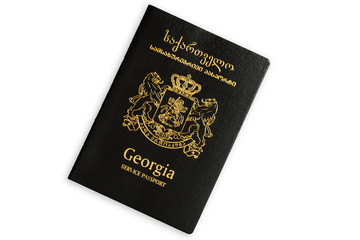Black service passport of the Republic of Georgia isolated on white background