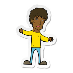 sticker of a cartoon worried man