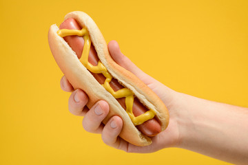 Close up on a hotdog