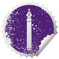 quirky distressed circular peeling sticker symbol ink pen