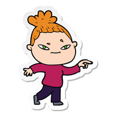 sticker of a cartoon woman