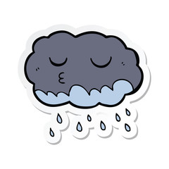 sticker of a cartoon rain cloud