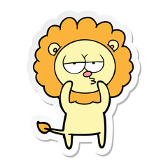 sticker of a cartoon bored lion