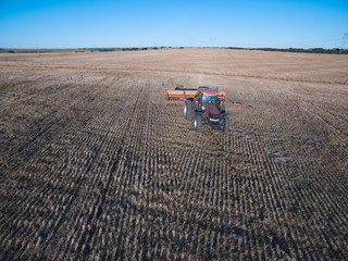 Direct seeding, agricultural machinery, in La Pampa, patagonia, Argentina