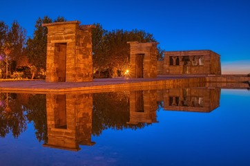 Temple of Debod at night, Madrid, Spain.
