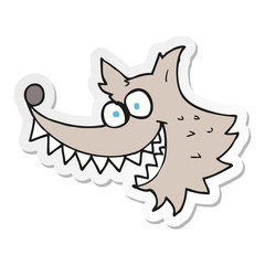 sticker of a cartoon crazy wolf