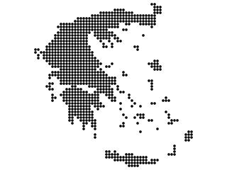 Map of Greece With Dots - 254665291