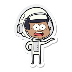sticker of a cartoon surprised astronaut