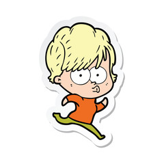 sticker of a cartoon woman