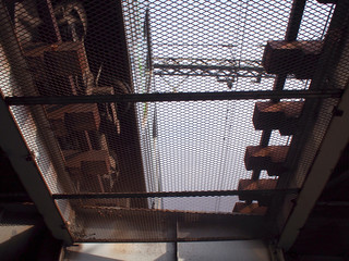 頭の上を通過する電車