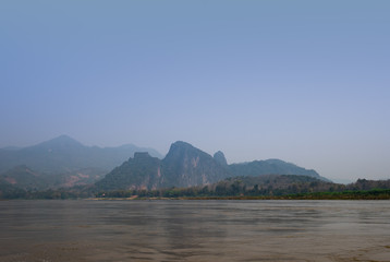 Fototapeta na wymiar Cruising down the Mekong river in Laos