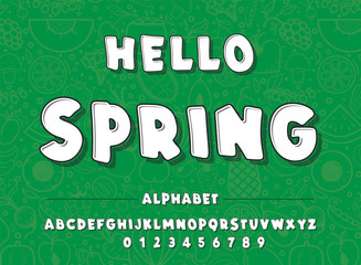 Latin alphabet hello spring, hand made, font for your design.