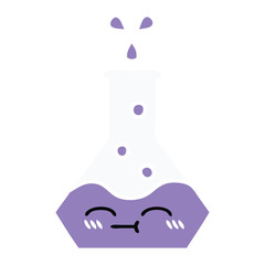flat color retro cartoon science beaker