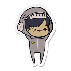 sticker of a cartoon astronaut woman