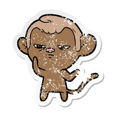 distressed sticker of a cartoon monkey