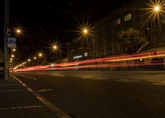 Fototapeta na wymiar Long exposure real street night boulevard