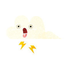 retro illustration style cartoon thunder cloud