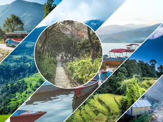 Collage of diffefent views of Nepal