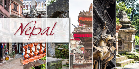 Collage of diffefent views of Nepal