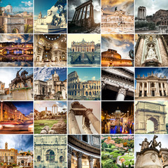 Collage of sights of Rome, Italy