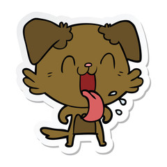 sticker of a cartoon panting dog