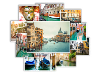 Collage of sights and scenes of Venice, Italy