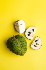 Annona Muricata or soursop, graviola and guyabano in Latin America or Durian Belanda in Malay Language, shot on isolated background