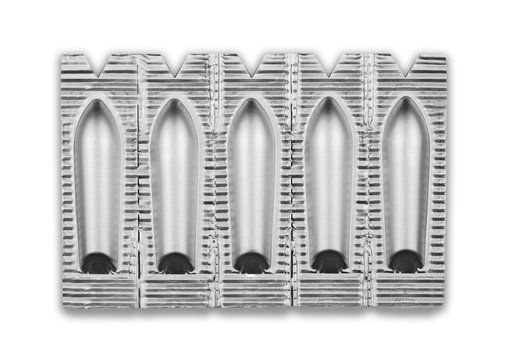 Medical Suppositories in Silver Blister package. Packaging of Contraceptives, Vaginal, Rectal Candles.
