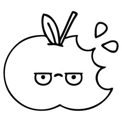 line drawing cartoon red apple