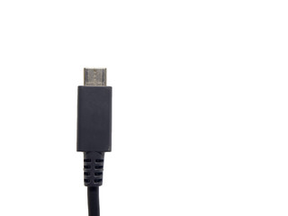 black usb type C wire on isolated white background