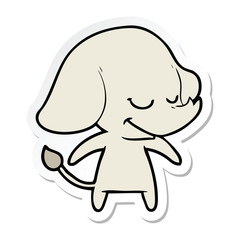 sticker of a cartoon smiling elephant