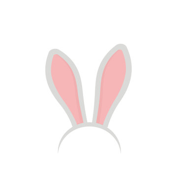 Easter bunny easter rabbit ears headband, mask collection. - stock vector.