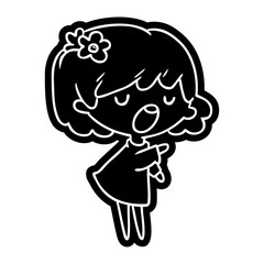 cartoon icon of a cute kawaii girl