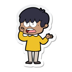 Obraz premium sticker of a worried cartoon boy